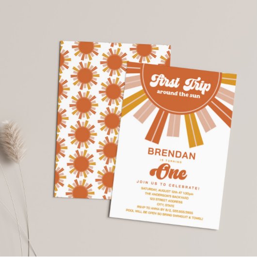 ボホファーストのまわりにトリップザサンファースト誕生日 招待状