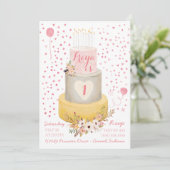 ボホファーストイヤーフォトコラージュ誕生日招待状 招待状 (スタンド正面)