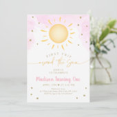 ボホファーストトリップのまわりにザサンピンク金ゴールド誕生日 招待状 (スタンド正面)