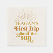 ボホファーストトリップザのまわりにサンファースト誕生日 スタンダードカクテルナプキン (正面)