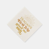 ボホファーストトリップザのまわりにサンファースト誕生日 スタンダードカクテルナプキン (角)