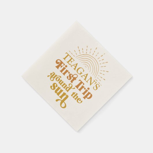 ボホファーストトリップザのまわりにサンファースト誕生日 スタンダードカクテルナプキン (角)