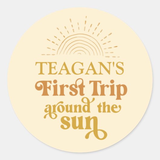 ボホファーストトリップザのまわりにサンファースト誕生日 ラウンドシール (正面)
