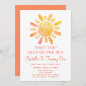 ボホファーストトリップザのまわりにサンファースト誕生日 招待状 (正面/裏面)