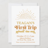 ボホファーストトリップザのまわりにサンファースト誕生日 招待状 (正面)