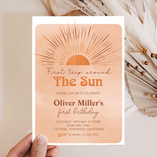 ボホファーストトリップザのまわりにサンファースト誕生日 招待状
