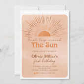 ボホファーストトリップザのまわりにサンファースト誕生日 招待状 (正面)