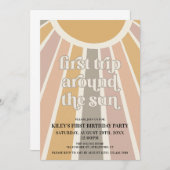 ボホファーストトリップザのまわりにサンファースト誕生日 招待状 (正面/裏面)