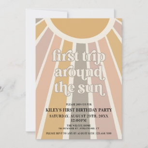 ボホファーストトリップザのまわりにサンファースト誕生日 招待状