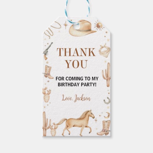 ボホファーストロデオカウボーイ誕生日サンキューユユーラベル ギフトタグ (正面)