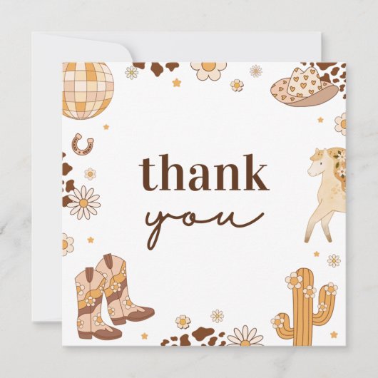 ボホファーストロデオ女性のカーボーイサンキューカード サンキューカード (正面)