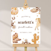 ボホファーストロデオ女性のカーボーイ誕生日ウェルカムサイン ポスター