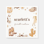 ボホファーストロデオ女性のカーボーイ誕生日ナプキンス スタンダードカクテルナプキン (正面)