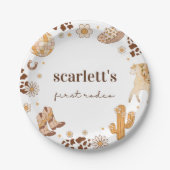 ボホファーストロデオ女性のカーボーイ誕生日紙プレート ペーパープレート (正面)