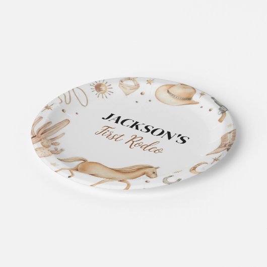 ボホファーストロデオ誕生日ベビーシャワー紙プレート ペーパープレート (アングル)