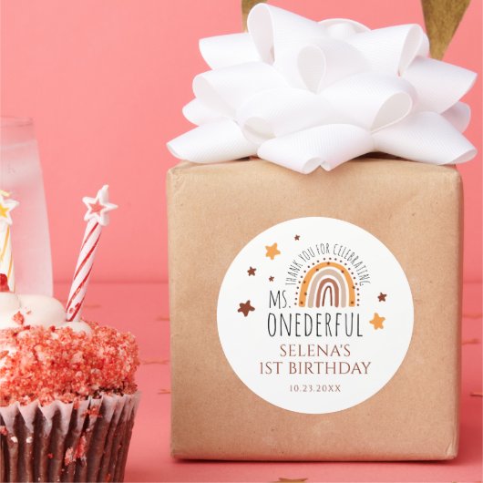 ボホファースト誕生日ガールMs Onederful ラウンドシール (パーティー)