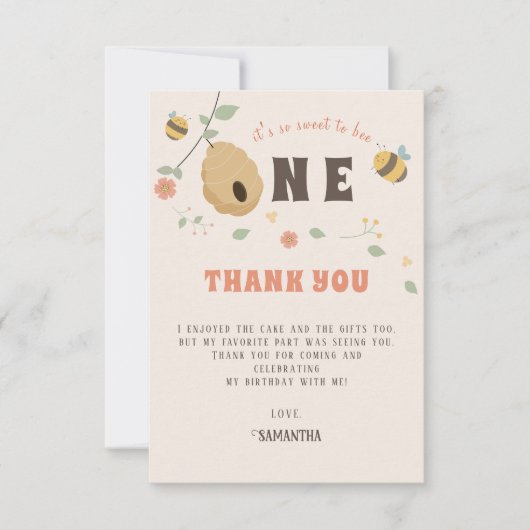 ボホファーストbeeの日1st bee birthday サンキューカード (正面)