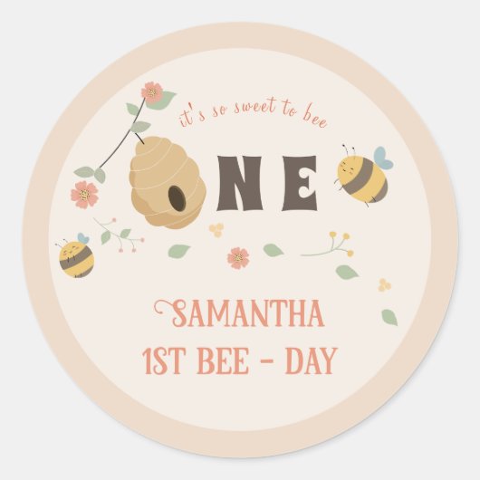 ボホファーストbeeの日1st bee birthday ラウンドシール (正面)