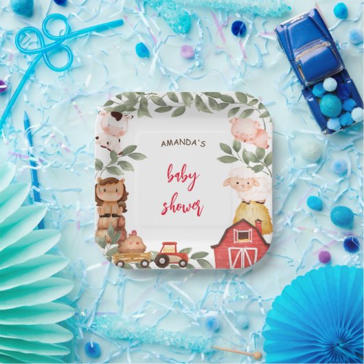 ボホファームかわいい動物の赤ちゃんシャワー ペーパープレート (パーティー)