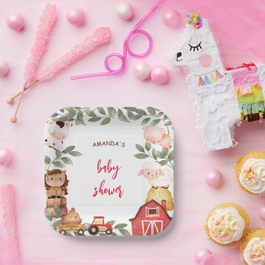 ボホファームかわいい動物の赤ちゃんシャワー ペーパープレート (パーティー)
