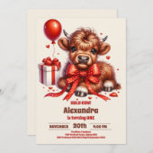 ボホファームホーリーカウハイランド1歳の誕生日 招待状 (正面/裏面)