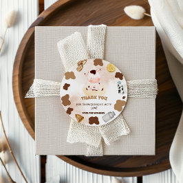 ボホファーム牛の赤ちゃんシャワーありがとう ラウンドシール