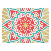 ボホフィエスタティール（緑がかった色）レッド&金ゴールドジオメトリックテーブルクロス テーブルクロス (正面(横))