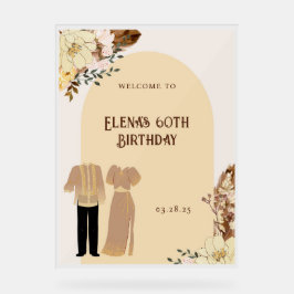 ボホフィリピニアナ誕生日ウェルカムパーティーバナー アクリルサイン