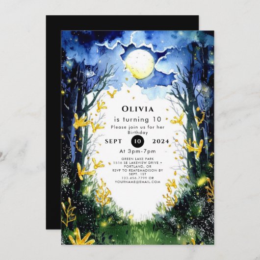 ボホフィレフリーウッドランド誕生日 招待状 (正面/裏面)