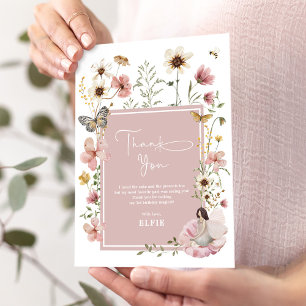 ボホフェアリーヤンドフラワーガーデンガール誕生日 サンキューカード