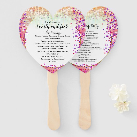 ボホフェアリーライトメイソンジャールピンクパープル金ゴールド ハンドファン (正面&裏面)