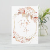 ボホフェイクバラ金ゴールドこんにちは40誕生日招待 招待状 (スタンド正面)