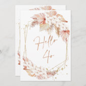 ボホフェイクバラ金ゴールドこんにちは40誕生日招待 招待状 (正面/裏面)