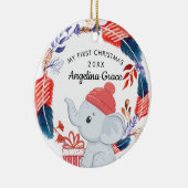 ボホフェザーと象のベビーの第1クリスマス セラミックオーナメント (右)