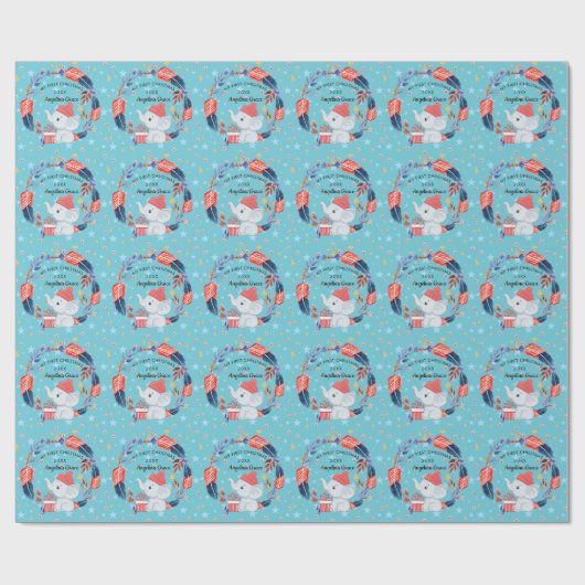 ボホフェザーと象のベビーの第1クリスマス ラッピングペーパー (フラット)