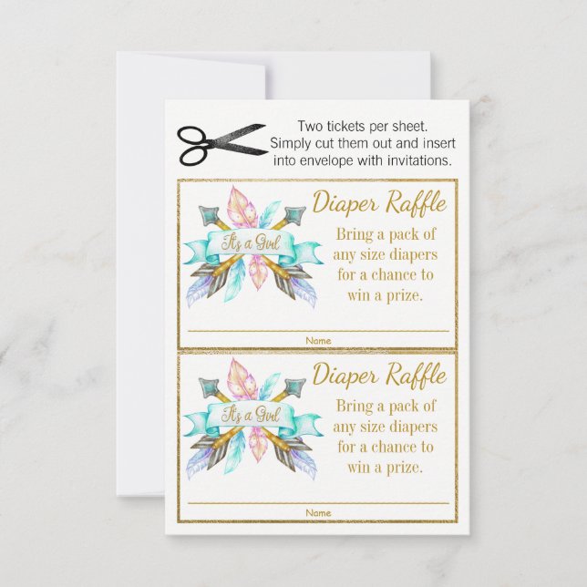 ボホフェザーアローズのトライバルオムツラッフルチケット (正面)