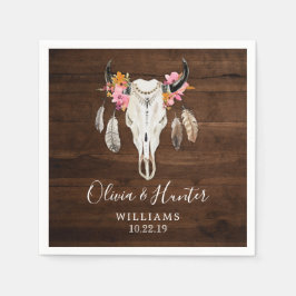 ボホフェザーアントラースカルダークウッド結婚ズ スタンダードカクテルナプキン