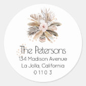 ボホフェザーズラウンド差出人住所ラベル ラウンドシール (正面)