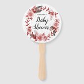 ボホフェザーバーガンディバラリースベビーシャワー ハンドファン (正面)