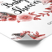 ボホフェザーバーガンディバラリースベビーシャワー ポスター (角)