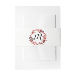 ボホフェザーバーガンディバラリースモノグラム 招待状ベリーバンド