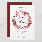 ボホフェザーバーガンディバラリース結婚ズ 招待状 (正面/裏面)