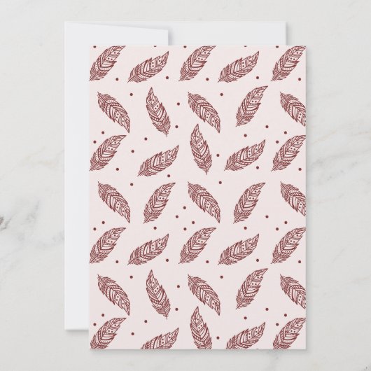 ボホフェザーバーガンディ赤面ベビーシャワー招待状 招待状 (裏面)