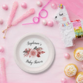 ボホフェザーバーガンディ赤面ベビーシャワー ペーパープレート (パーティー)