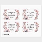 ボホフェザーピーチフローラリース結婚ズモノグラム 長方形シール (シート)