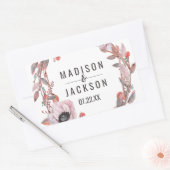 ボホフェザーピーチフローラリース結婚ズモノグラム 長方形シール (封筒)