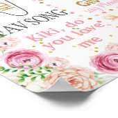 ボホフェザーフローラフラワーバースデーパーティサイン ポスター (角)