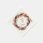 ボホフェザーフローラリースモノグラム結婚ズ スタンダードカクテルナプキン (角)