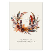 ボホフェザーフローラリース秋の結婚式 テーブルナンバー (裏面)