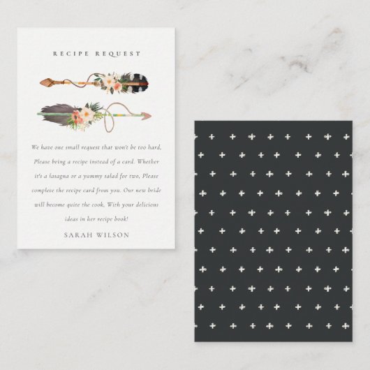 ボホフェザーフローラ矢印レシピリクエストブライド エンクロージャーカード (正面/裏面)